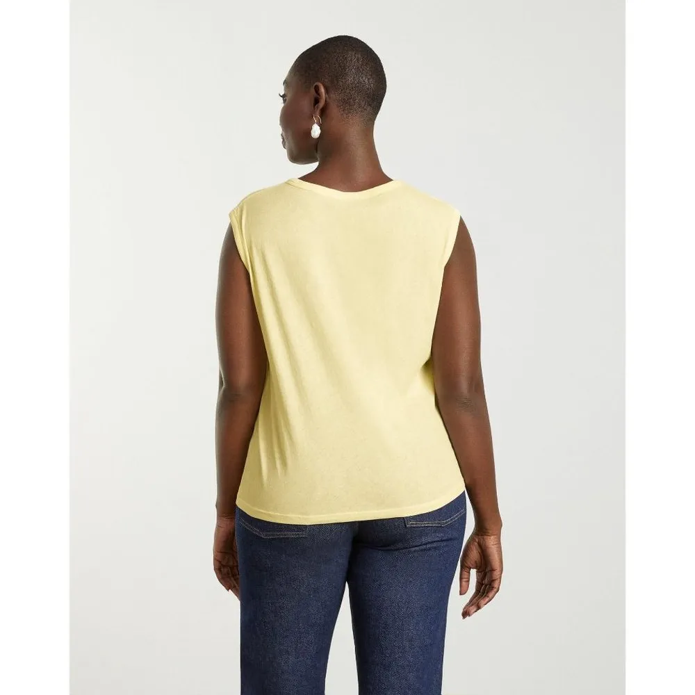 Everlane Womens The Air Muscle Tank Top Sleeveless Lightweight Pastel Yellow S - Image 2