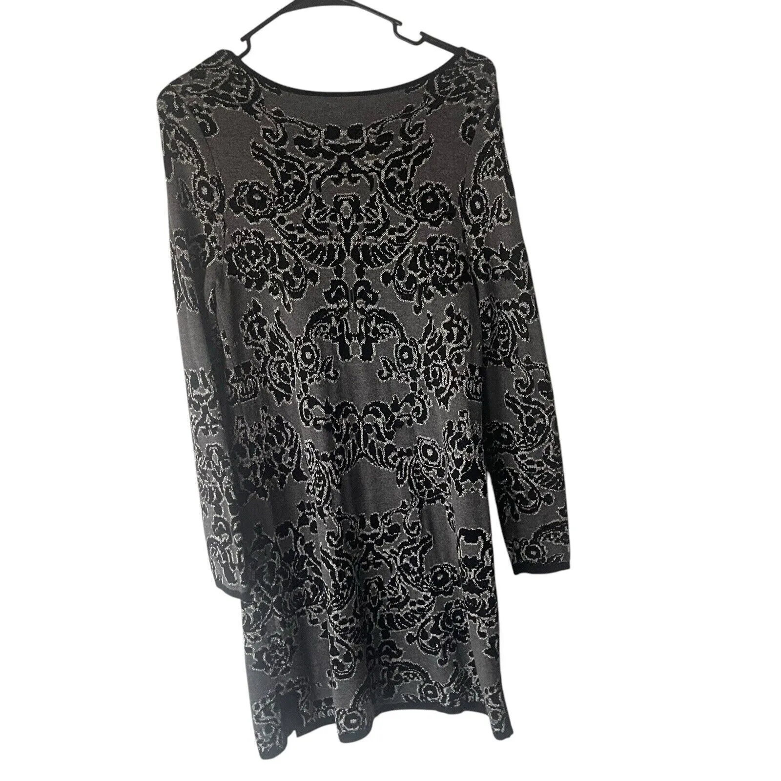 Soma Women's Size‎ Small Black Gray Metallic Party Sweater Mini Dress - Image 2