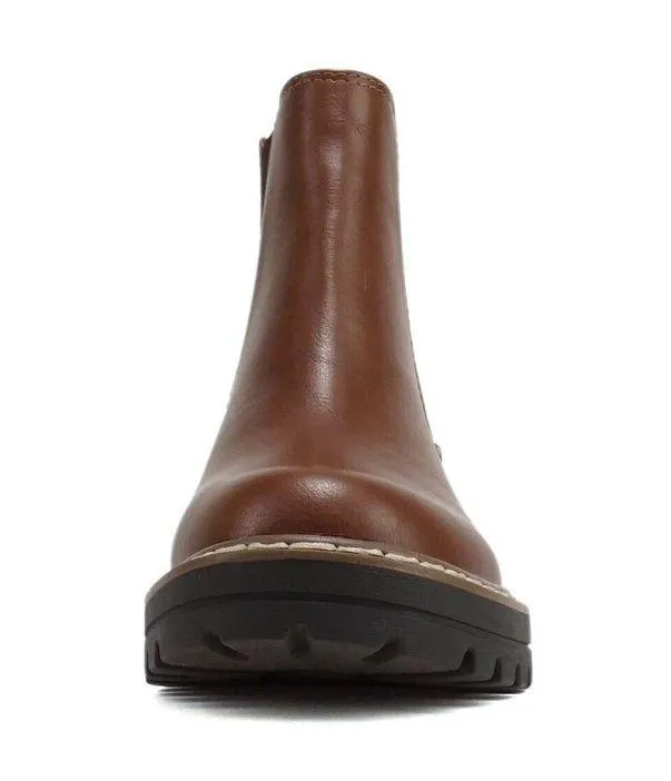 Soda Pilot Women's low heel Chelsea boots with double elastic 8.5 Tan Pu/brows - Image 4