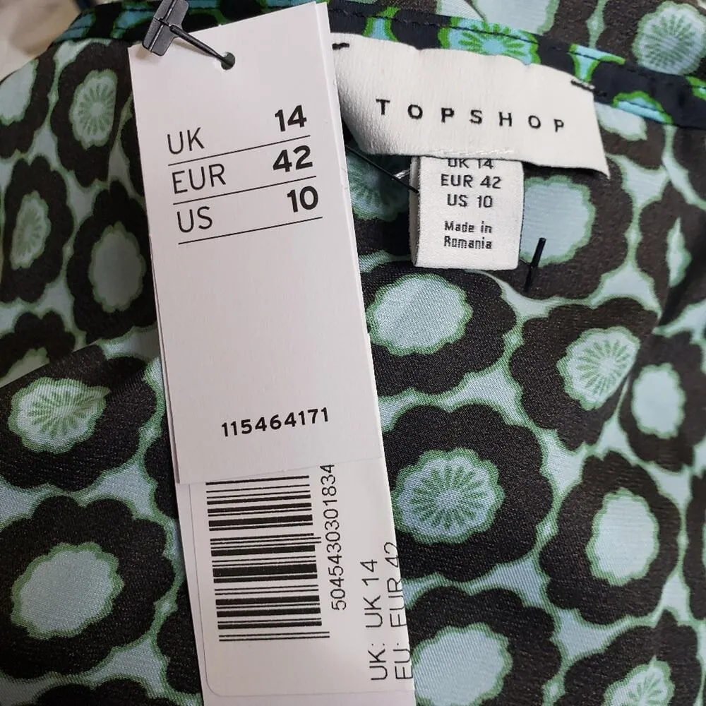 Topshop Womens 10 Floral Tile Print Ruched Camisole NEW - Image 8
