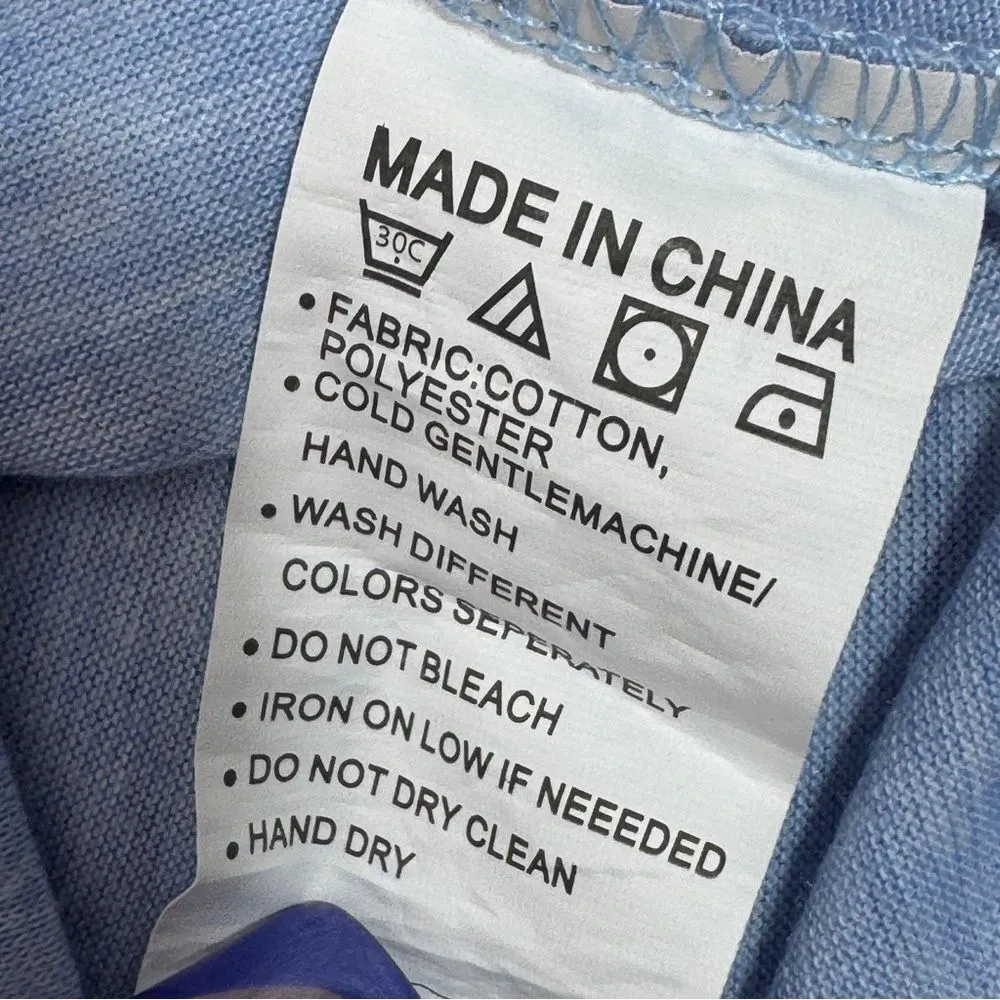 Heathered V Neck Roll Tab Long Sleeve Henley T Shirt Blue Large - Image 11