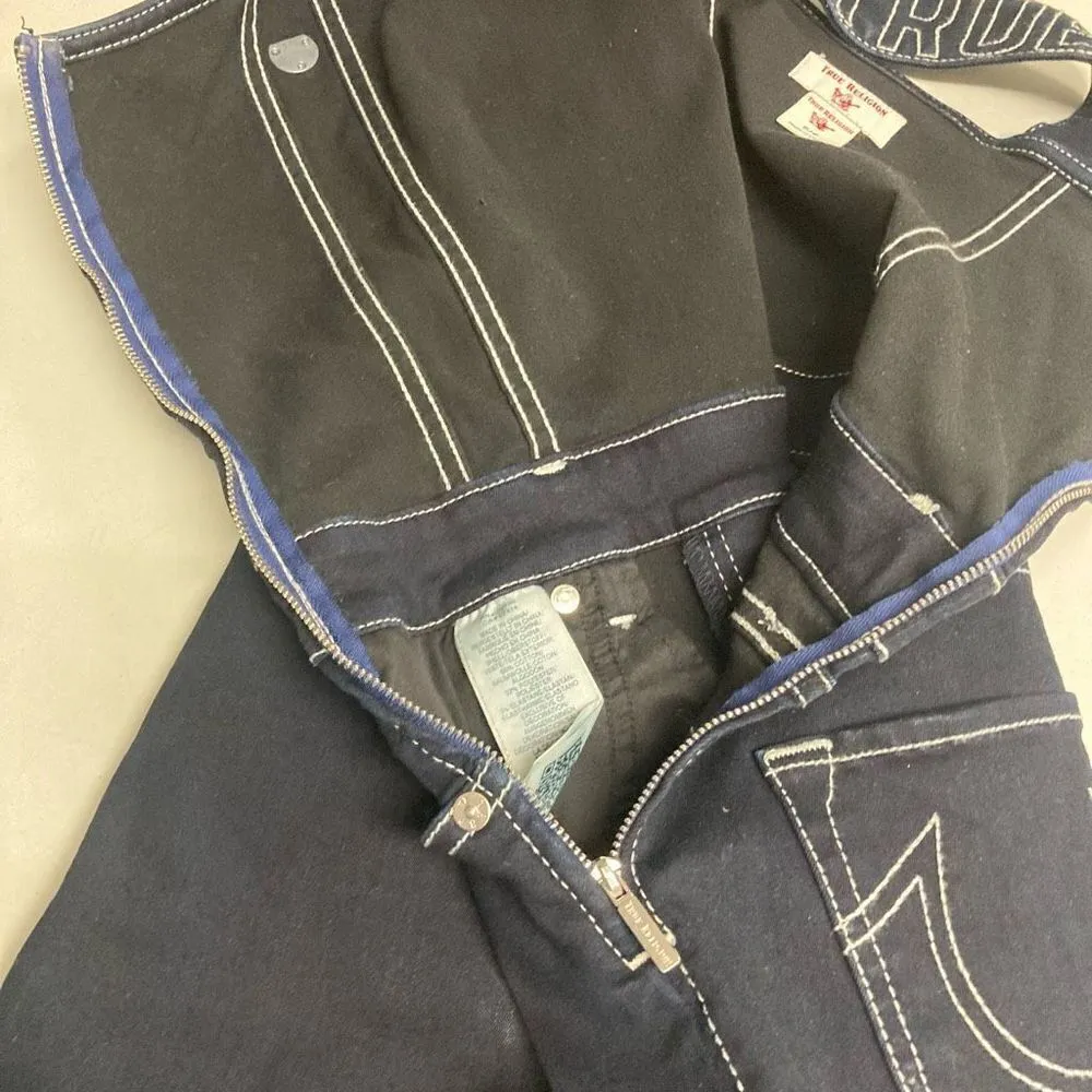 TRUE‎ RELIGION World Tour Women’s Overall Romper Shorts Size SP Inseam 2” - Image 8