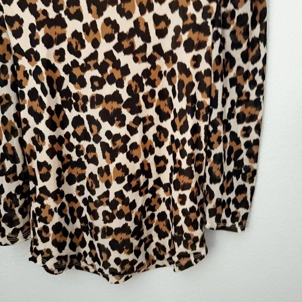 FREE PEOPLE | Gather Turtleneck Top Leopard Brown Black Tan Stretch | Medium - Image 6