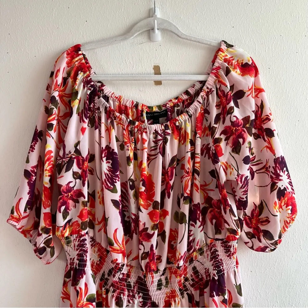 Lane Bryant Blouse Floral Short Sleeve Off The Shoulder Peplum Top Sz 22/24 EUC - Image 3