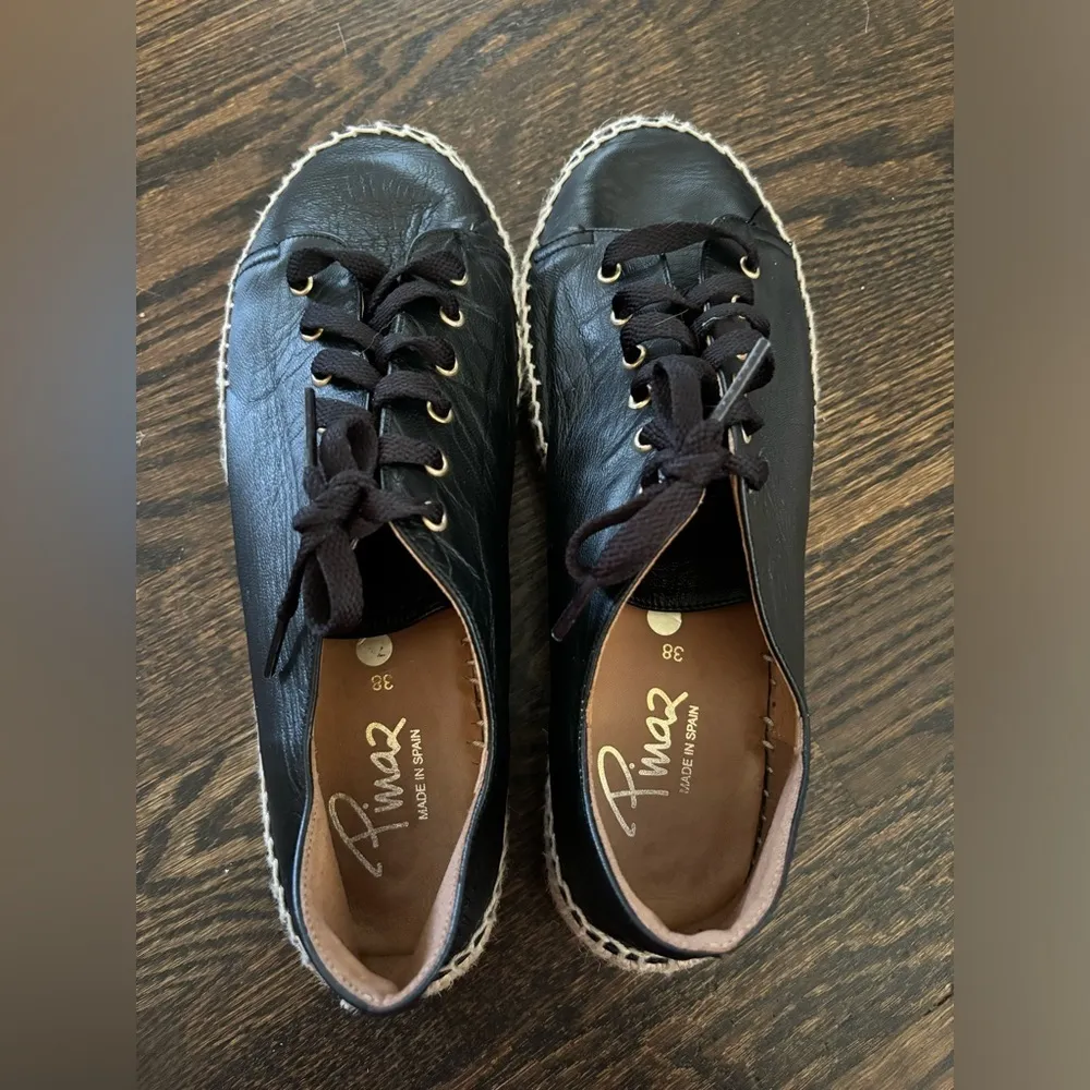 Pinaz Black Leather and rattan sneakers from Spain size 38 - Image 6
