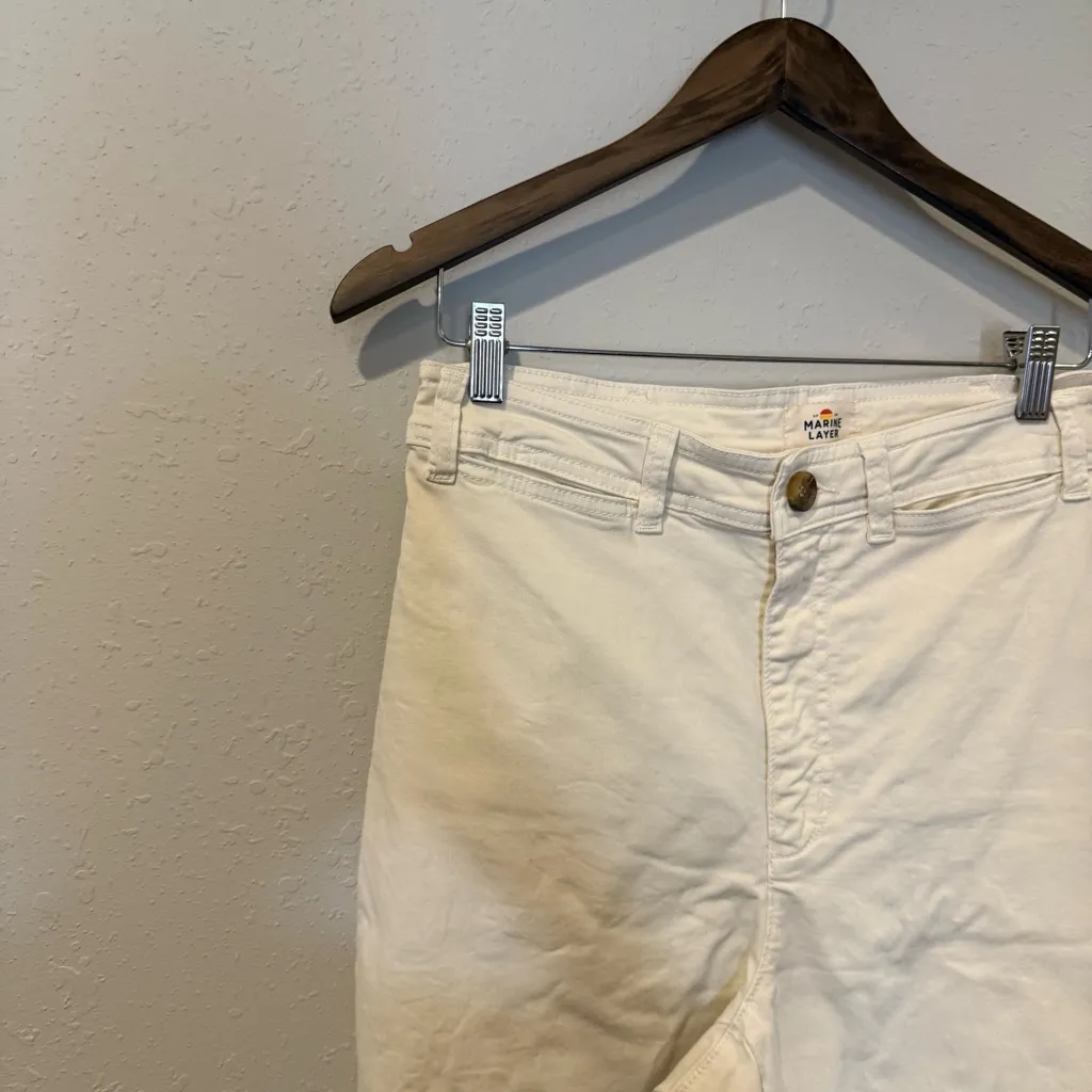 Marine Layer Full Length Raw Edge Bridget Pant in Cream - Image 5