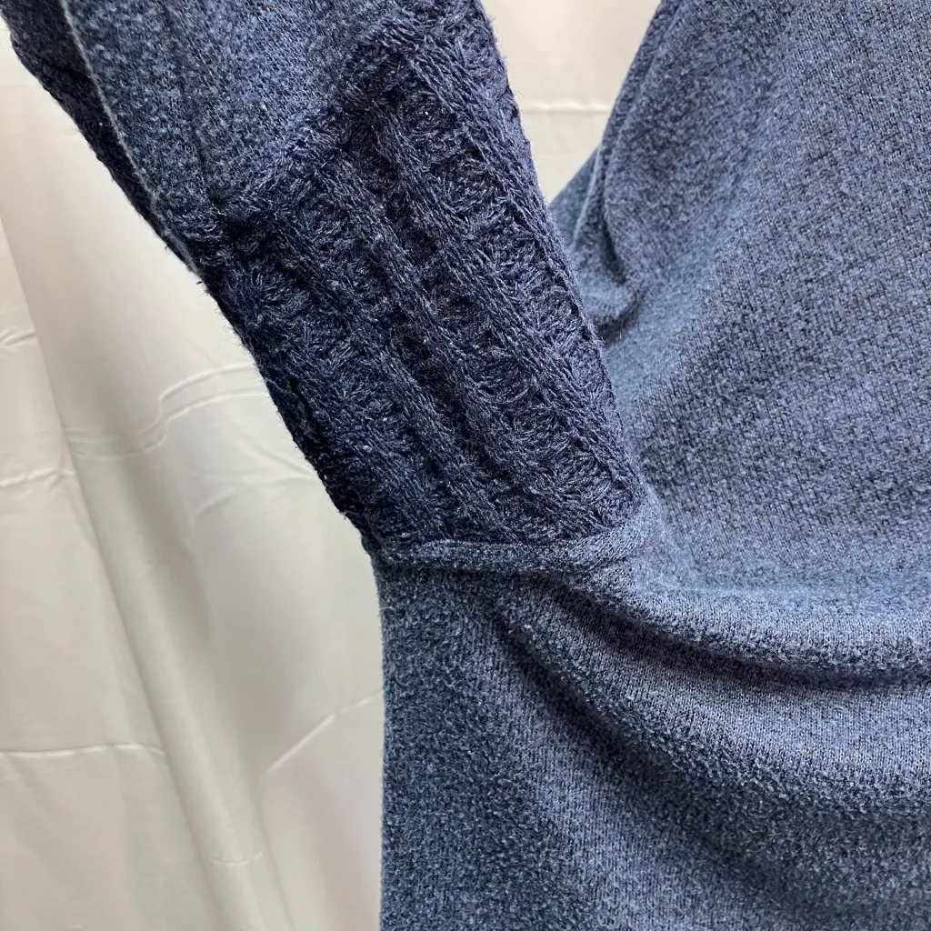 BKE‎ Hooded Sweater Dolman V-neck relaxed Fit Buttons Knit Blue Womens Large - Image 5