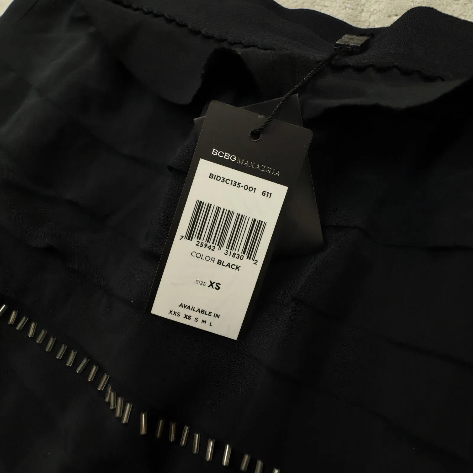 BCBG Max Azria Women's Black‎ Silk Chiffon Ruffle Beaded Mini Skirt size XS NWT - Image 9