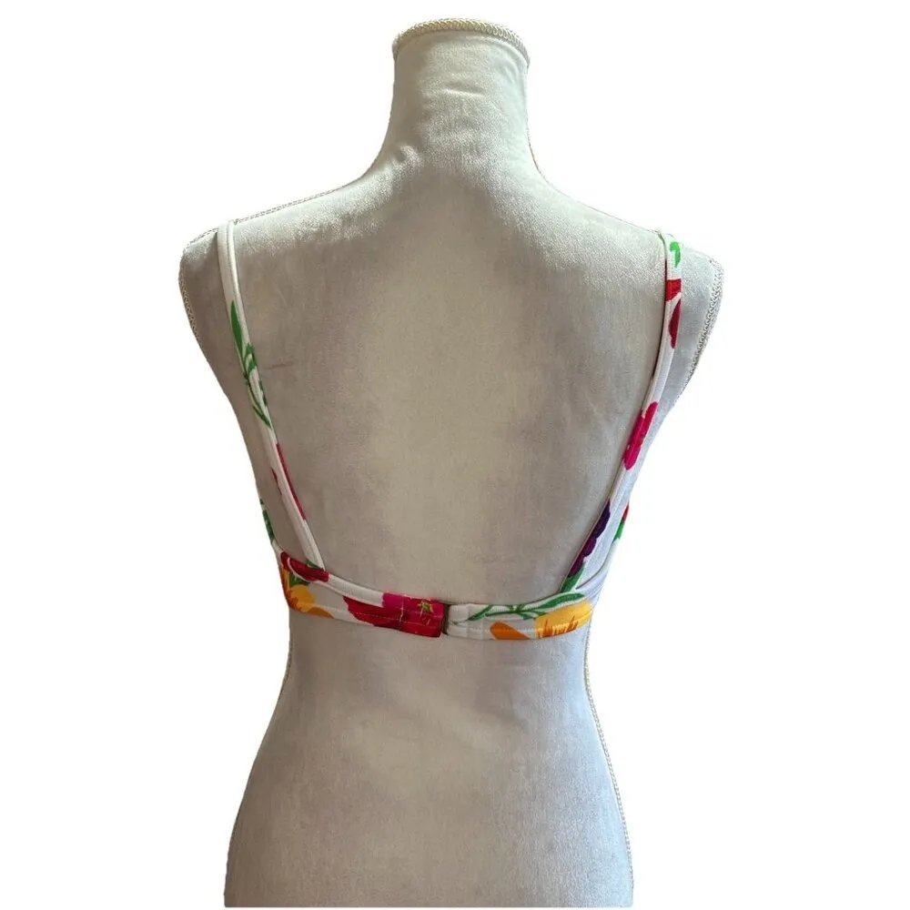 Vintage Y2K Illusions By Cole Floral Bikini Top Padded Sz 14 B/C Y2K Festive - Image 2