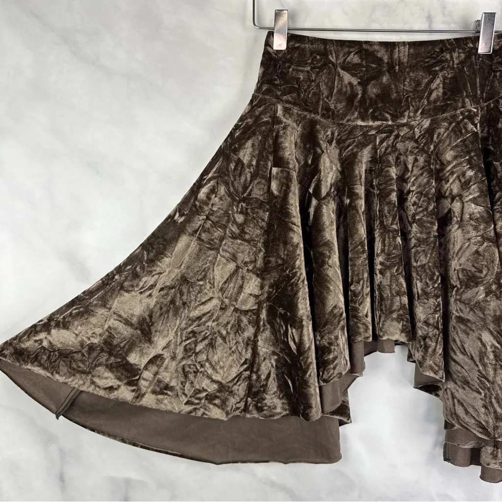 Silence + Noise Willa Crushed Velvet Asymmetric Hem Circle Skater Skirt Y2K XS - Image 6