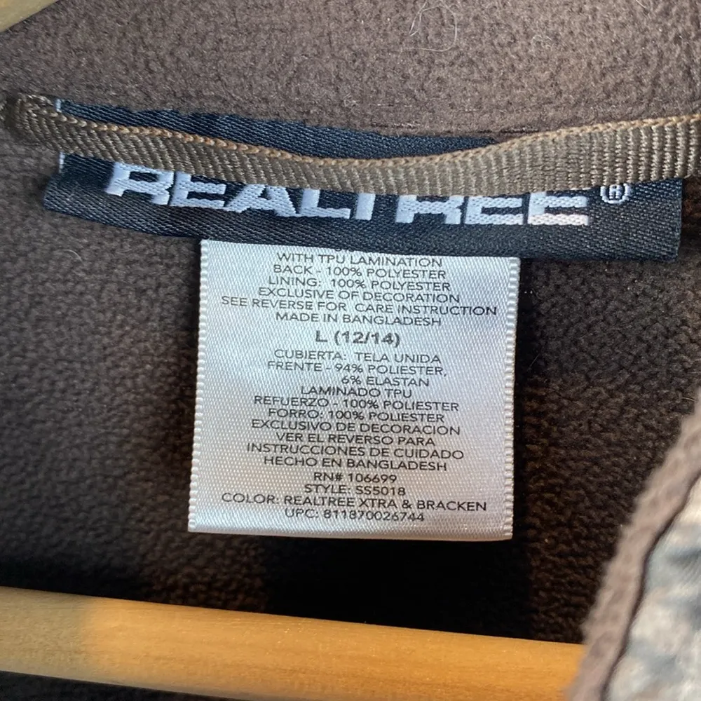 Realtree Brown Camouflage Long Sleeve Zip Up Athletic Outdoor Jacket L - Image 4