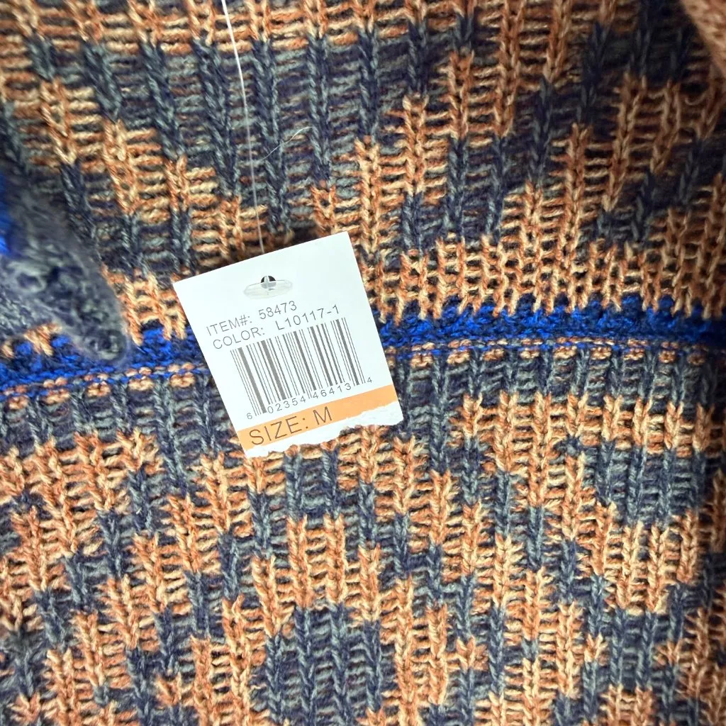 NWT Spense Knits Tribal Print Long Open Front Cardigan Sweater Size Medium M NEW Blue - Image 6