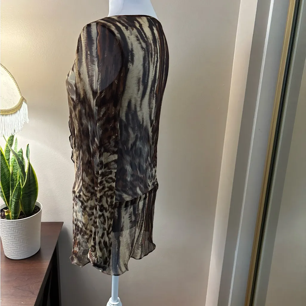 Cabi Brown Animal Print Sheer Blouse Size S - Image 5