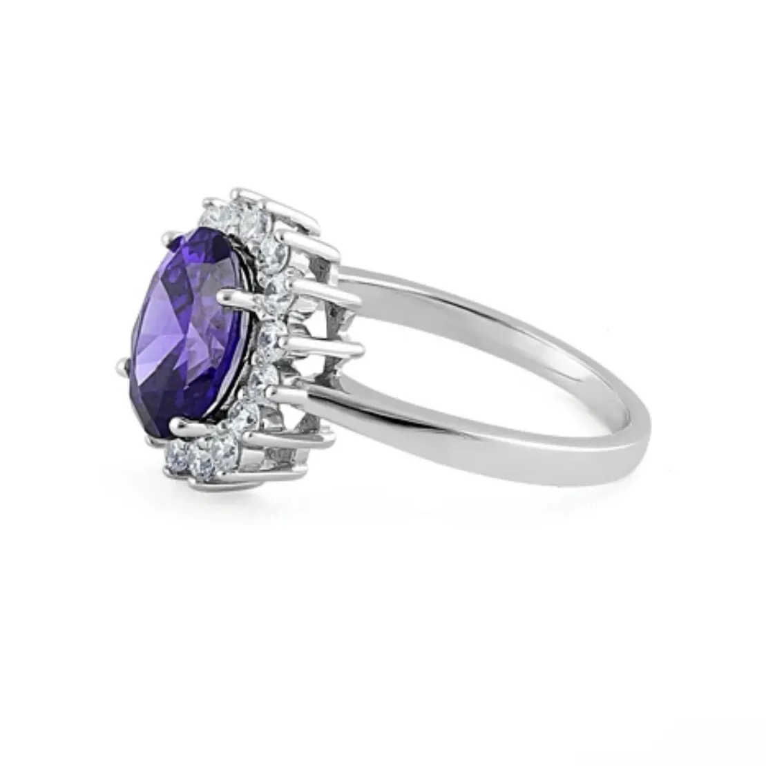 SIZE 7 925  Dark Violet Oval CZ Ring - Image 4