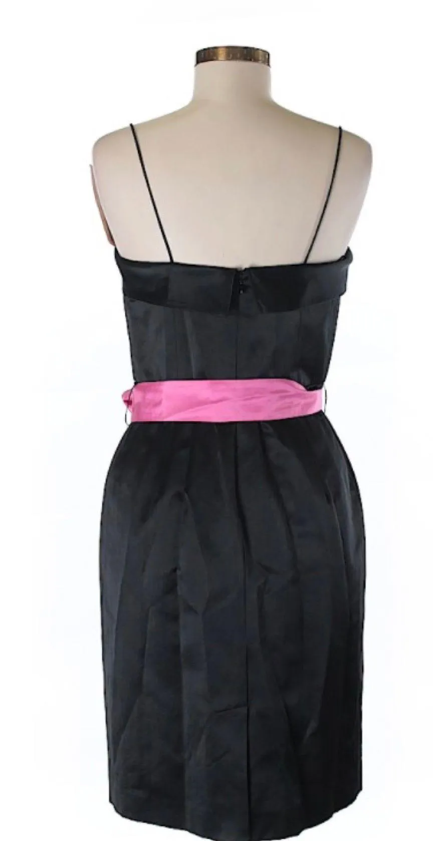 NWT $368  Palm Beach Collection Black Silk Slip Pink Sash Dress 6 - Image 2