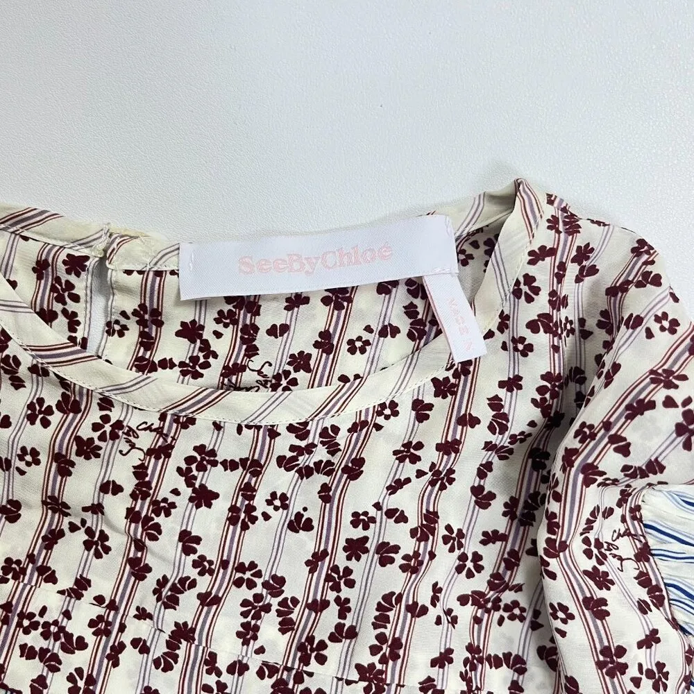 $455 NOWT See By Chloé Floral Stripe Top Blouse Size 38 - Image 10