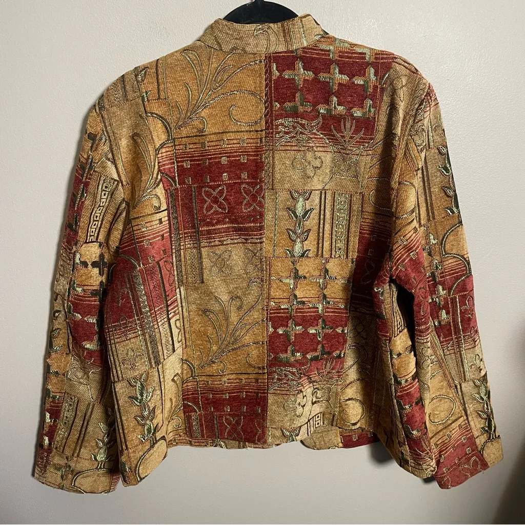 Dressbarn Embroidered Full Zip Unique Tapestry Jacket Women's XL - Image 2