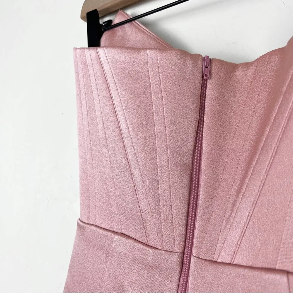 Alex Perry Slaine Satin Crepe Strapless Wide Leg Jumpsuit in Pink - Image 9
