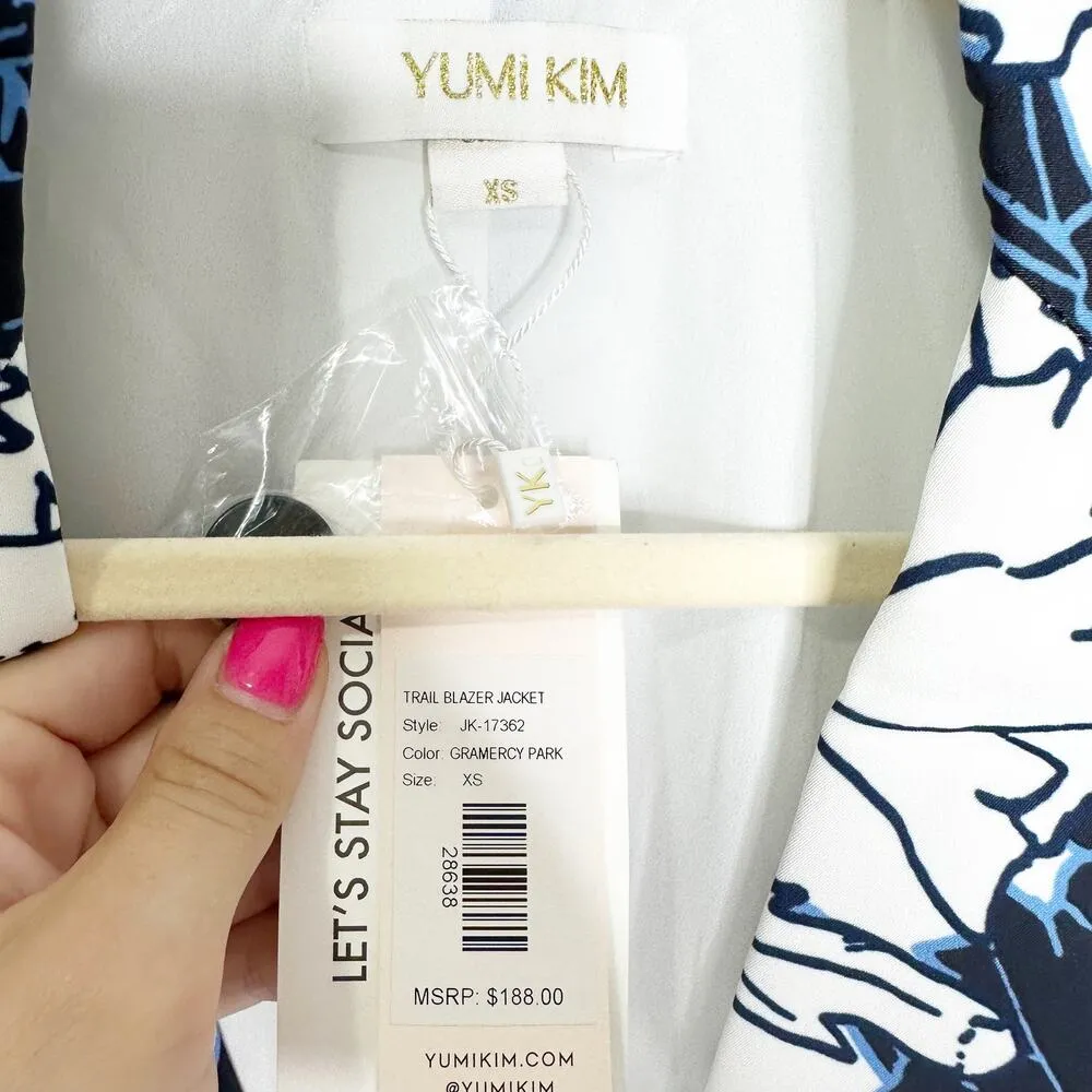 Yumi Kim Womens Trail Blazer Jacket Single Button Floral Gramercy Park Navy XS - Image 4