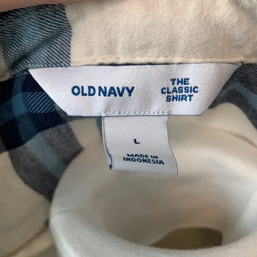 Old Navy Peak Cotton Button Down Plaid Classic Flannel Sz L - Image 4