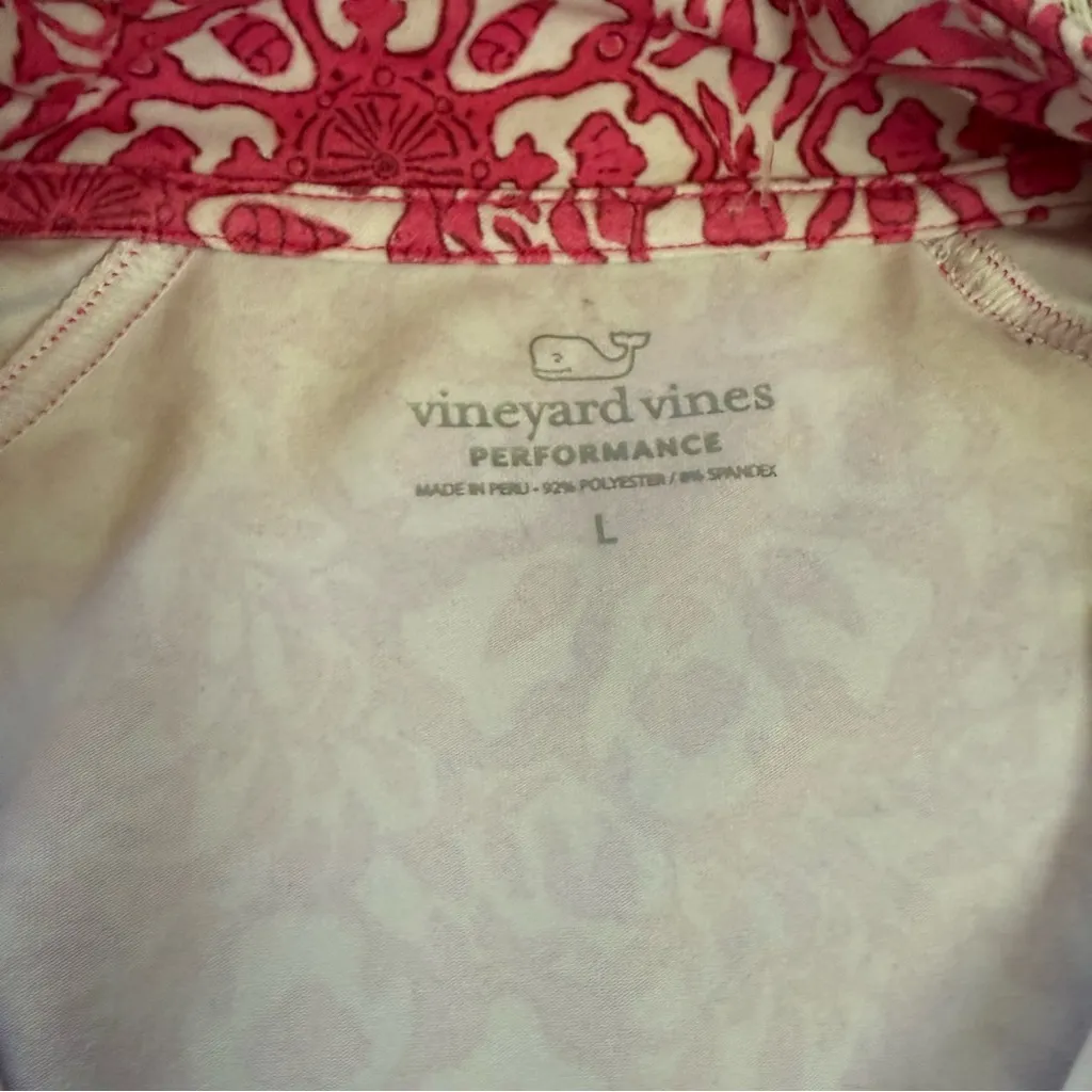Vineyard Vines‎ Performance Sz Large Pink White Medallion Quarter Zip Pullover - Image 9