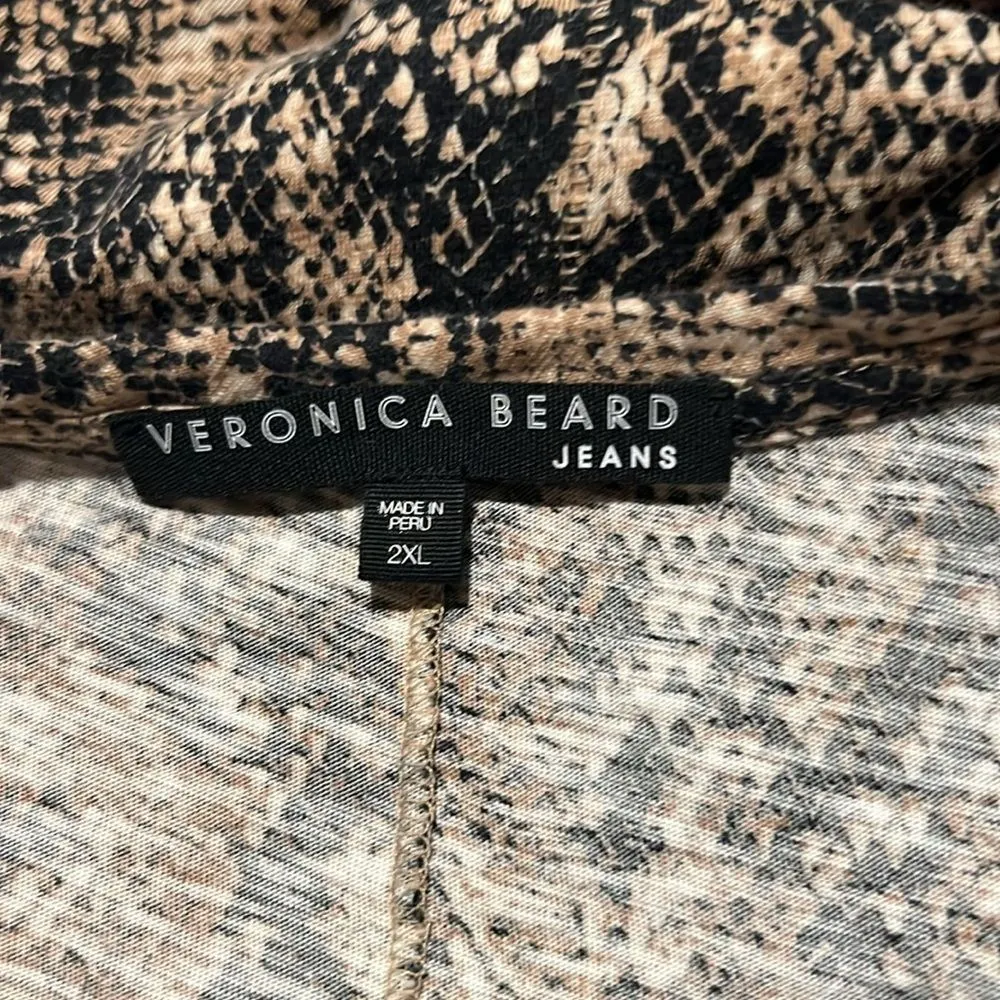 Veronica Beard Casey V-Neck Snake Skin Print Python Top Short Sleeve Size 2xl - Image 10