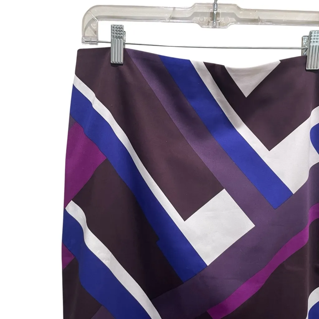 Ann Taylor Geometric Print Pencil Skirt Purple Blue White Women’s Size 6 NWT - Image 3
