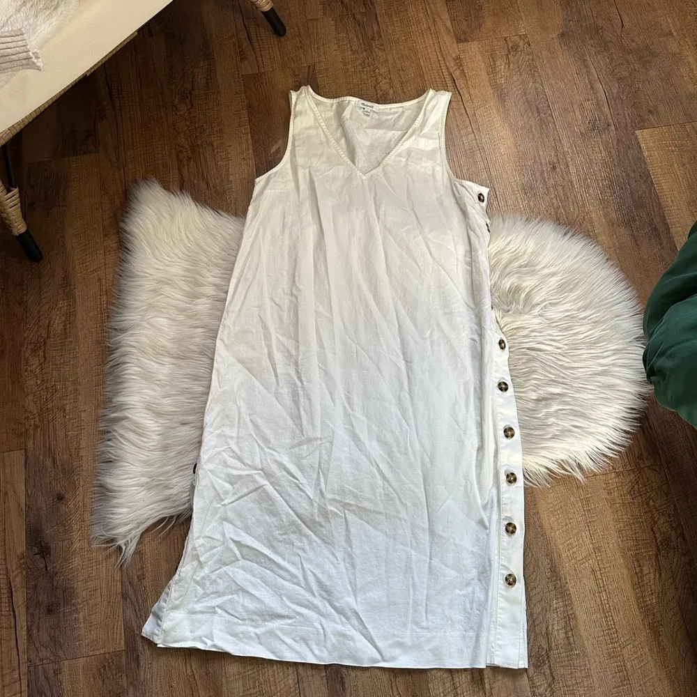 MADEWELL Linen Cotton Side Button Midi Dress - Image 6