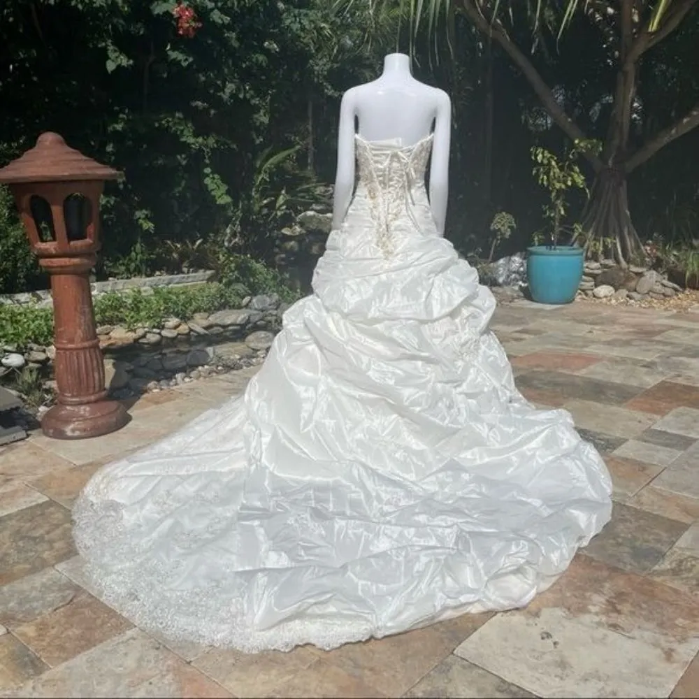 Maggy sottero haute couture imperial sabelle wedding dress gown size 4 beaded ru - Image 3