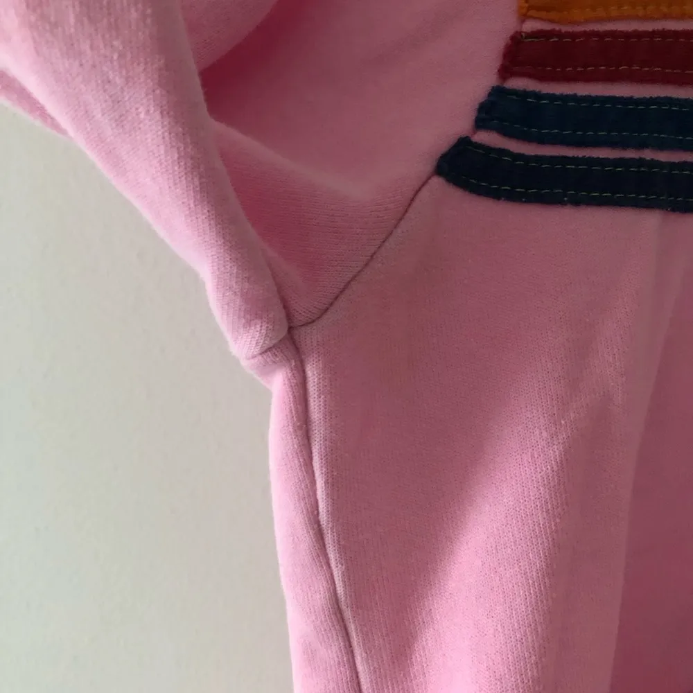 Aviator Nation 5 Stripe Hoodie in Heather Pink Rainbow Stripe Size Medium READ - Image 4