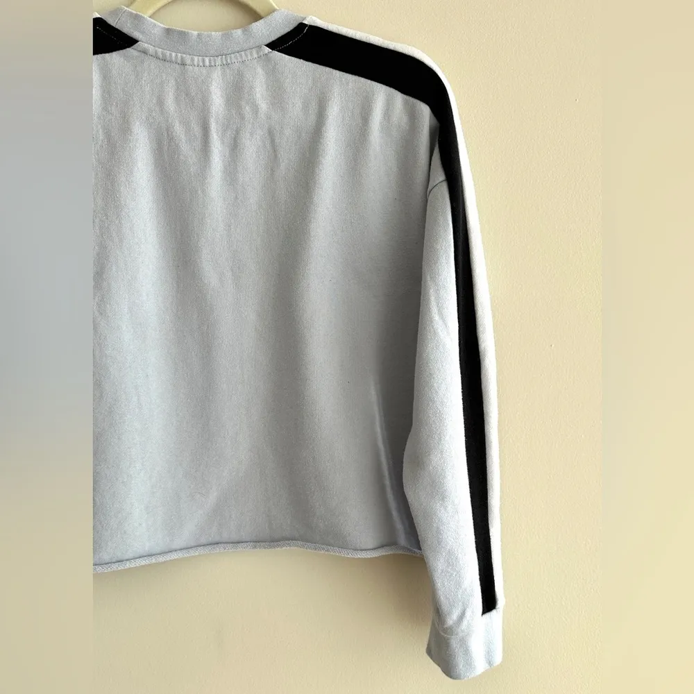 Destined Y2K Cropped Sweatshirt, Light Blue/Black/White Striped, Size Medium - Image 15