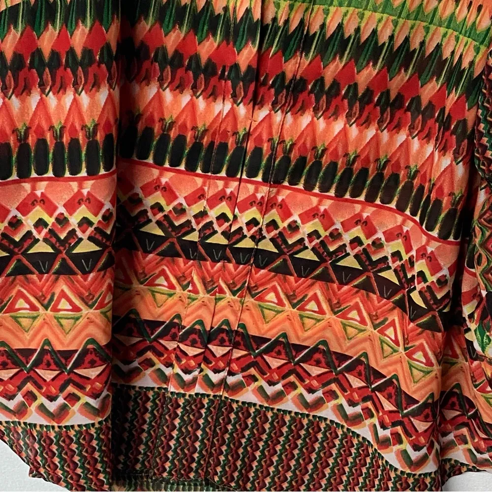 Antilia Femme Blouse Women 3X Sheer Aztec Deep V Neck Western Bohemian Polyester Orange - Image 11