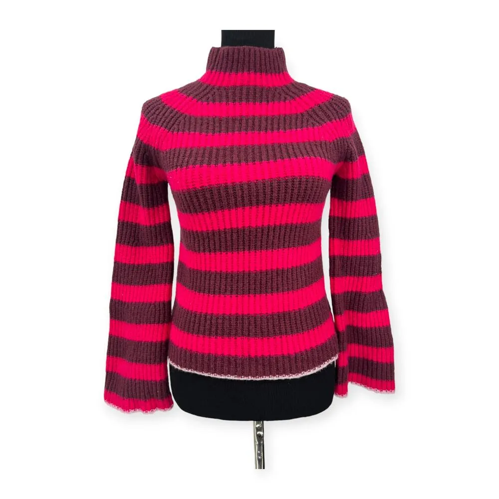 Anthroplogie Maeve | XS | Striped Turtleneck Sweater Yak Wool Mock Neck Pullover - Image 2