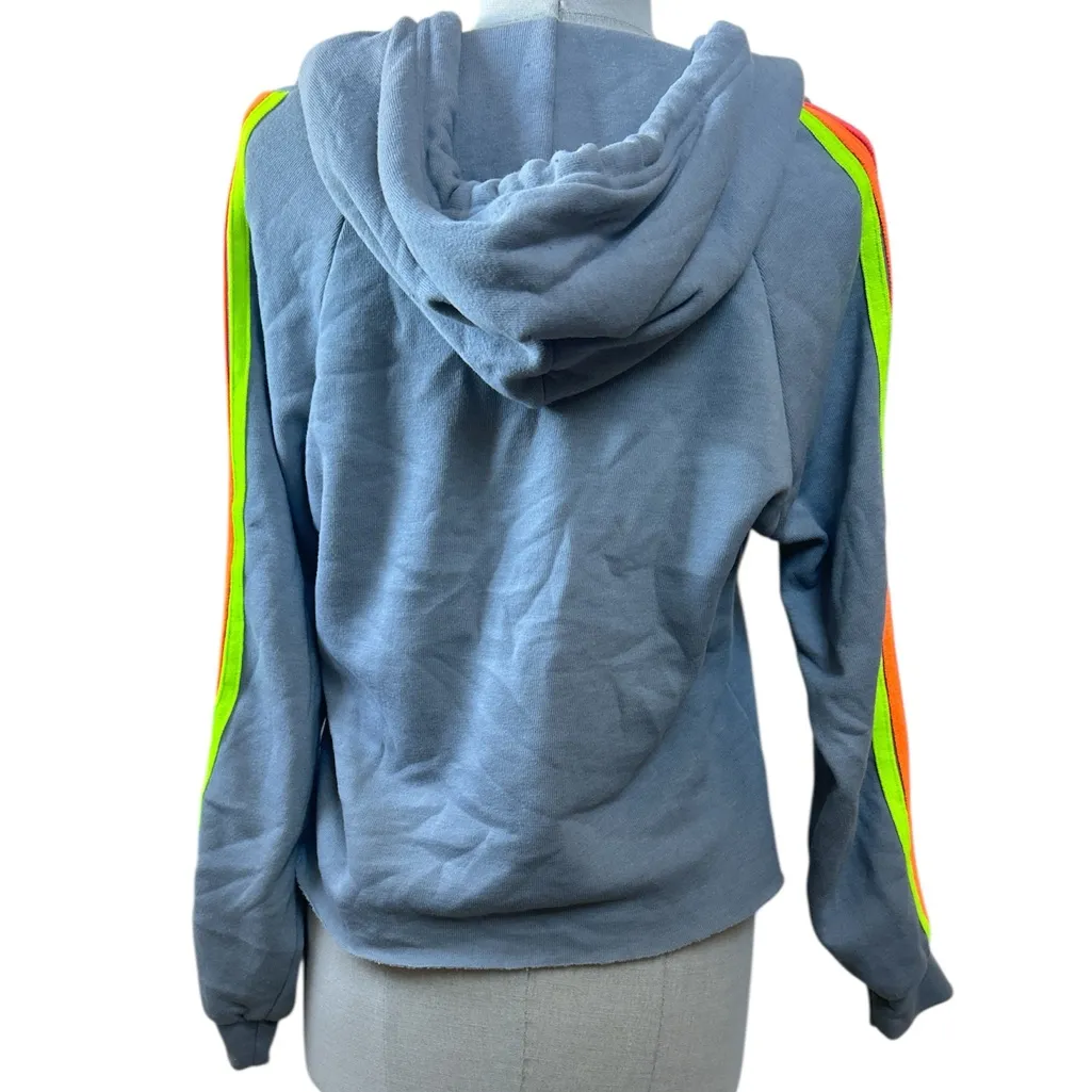 Aviator Nation Bolt Crop Hoodie in Light Grey/Neon Size Small Gently Used - Image 6