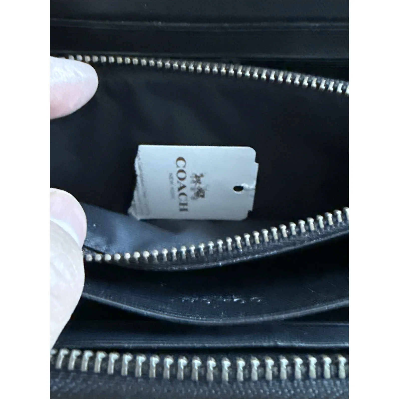 Coach Signature Accordion Zip Around Wallet Charcoal Orange Large Striped NWT - Image 6