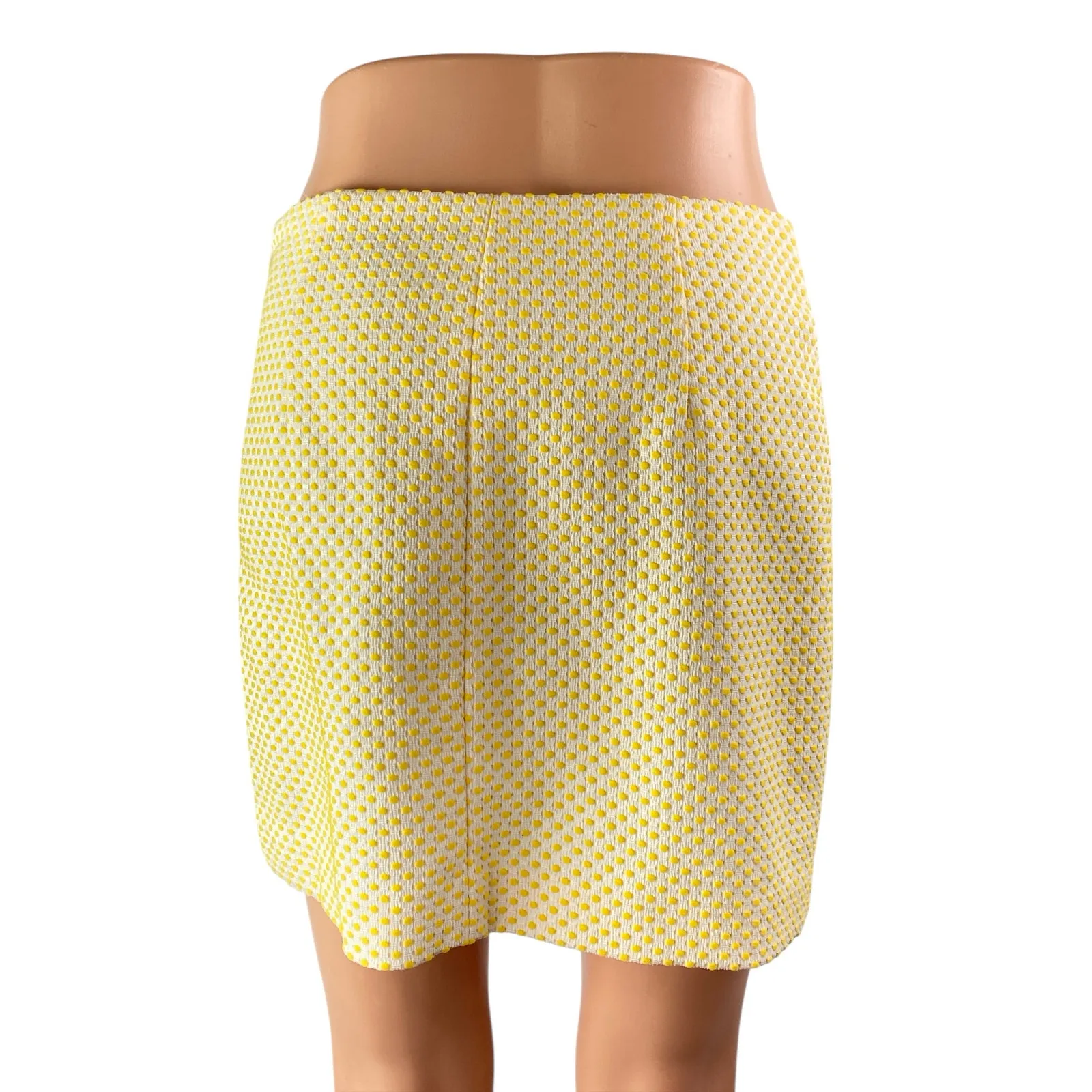 Club Monaco Women's Cream Yellow Spotted Pola Dot Side Zip Mini Pencil Skirt 2 - Image 2