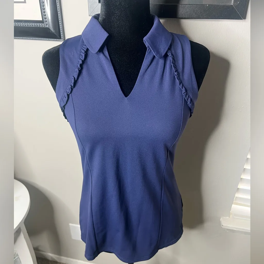 Lilly Pulitzer Martina Polo top UPF 50+ Luxletic small $88 Navy - Image 4