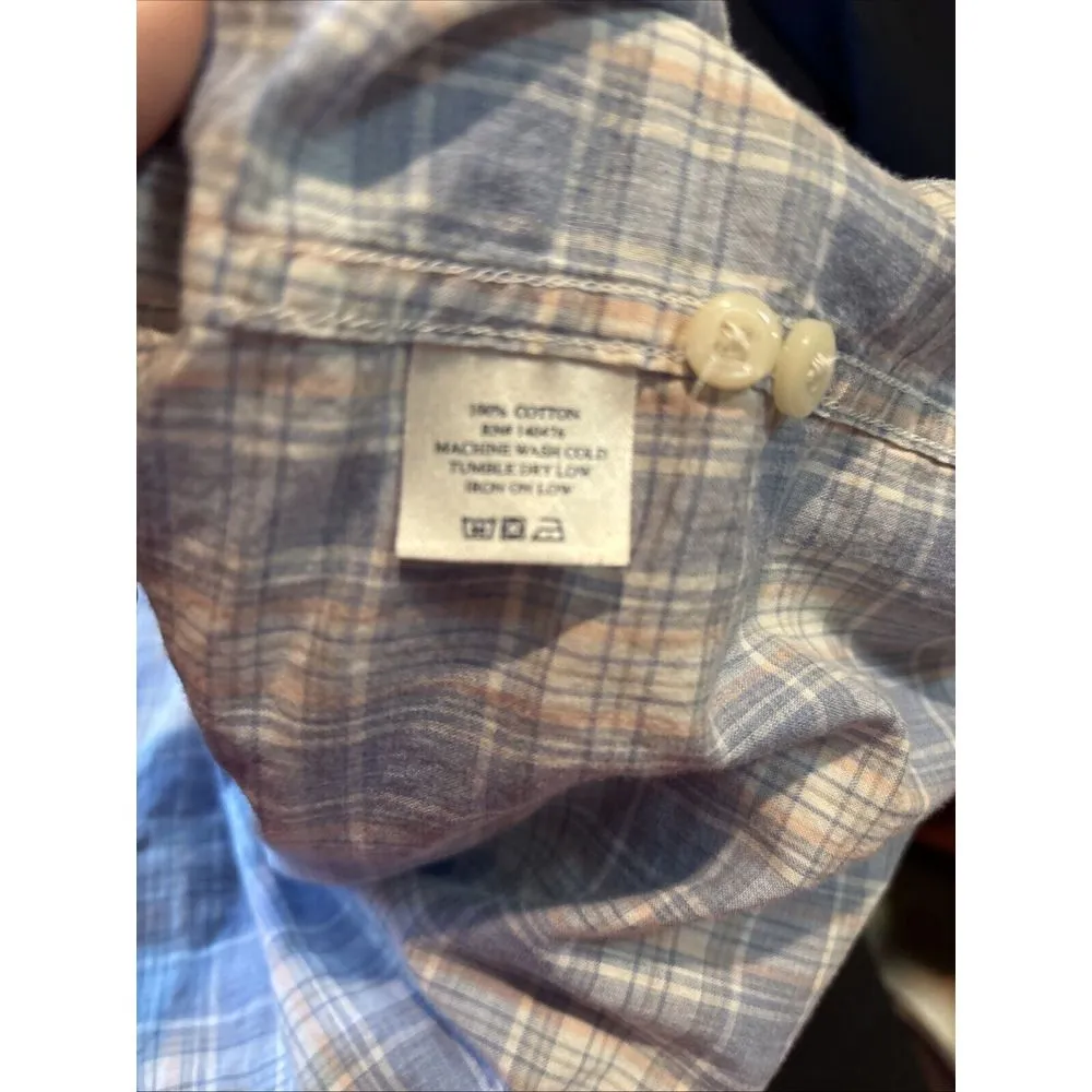 Faherty  Womens Cotton Plaid Long Sleeve Button Down Shirt Top Blue Size Medium‎ - Image 5