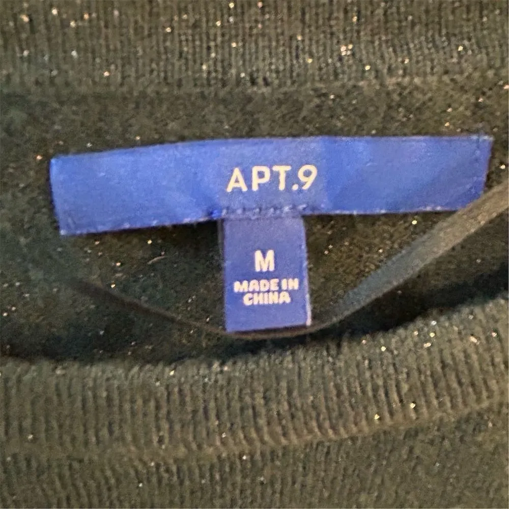 Apt. 9 Women's Medium metallic Green Pullover Sweater Long Sleeve Casual - Image 6