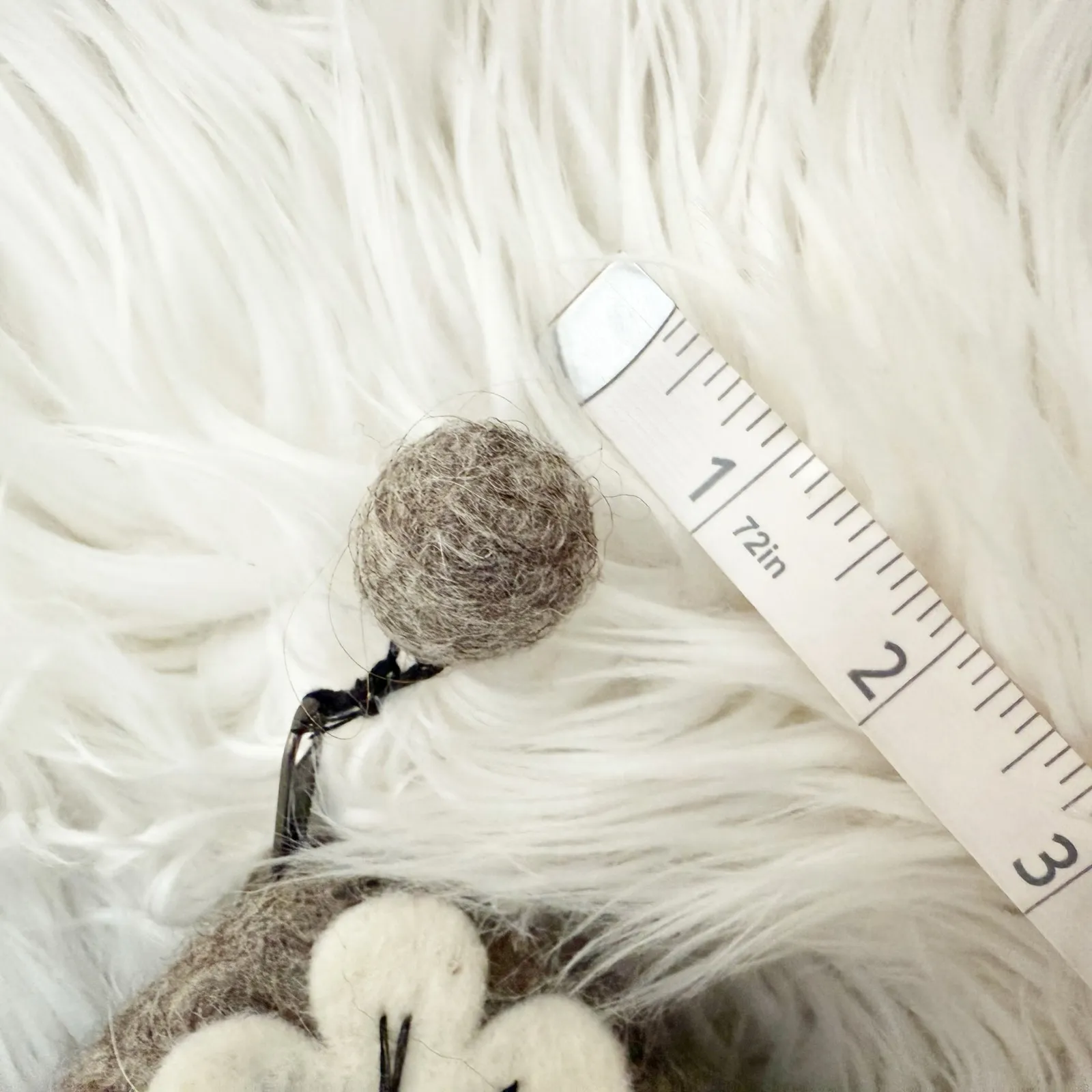 BOUTIQUE | Brown Off-White Felted Wool Zipper Bag Pouch Floral 
 Flower Leaf - Image 8