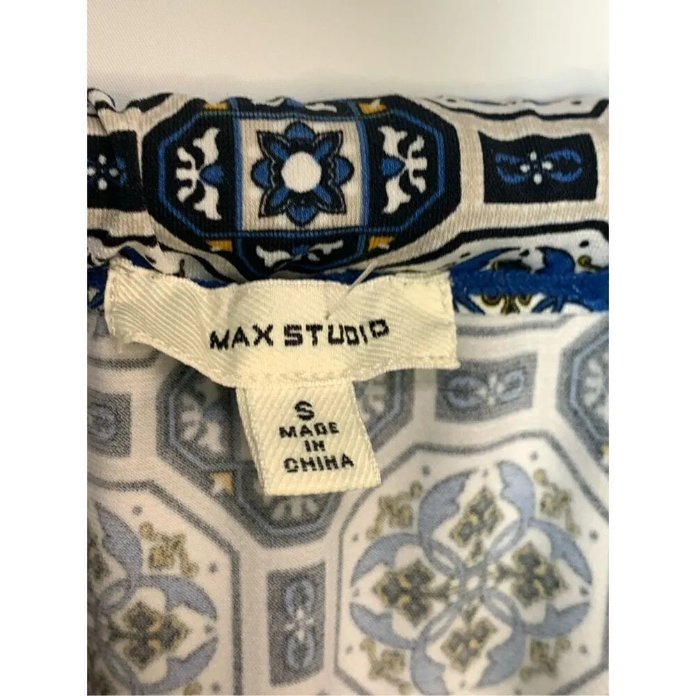 Max Studio Women's Medallion Mirror Image Empire Mini Dress Multicolor Small - Image 4