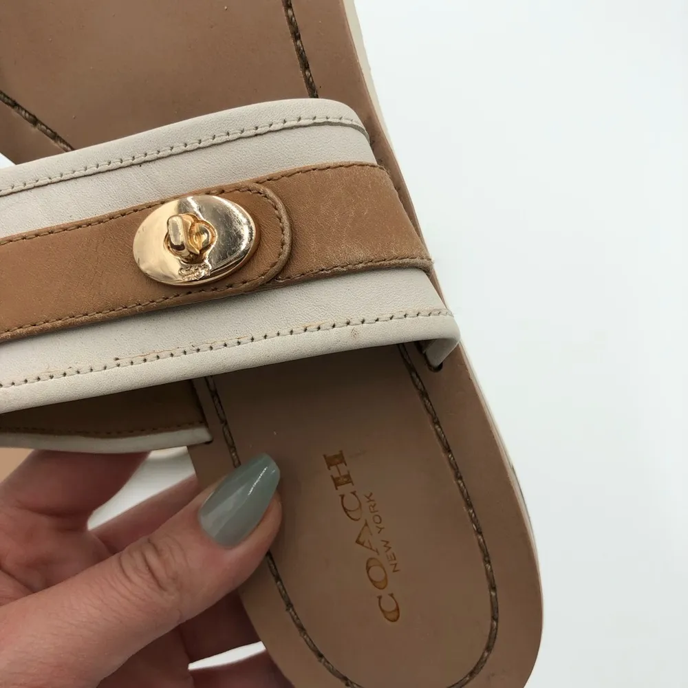 Coach Eileen Turlock Tan and White Sandals Size 9.5 - Image 7