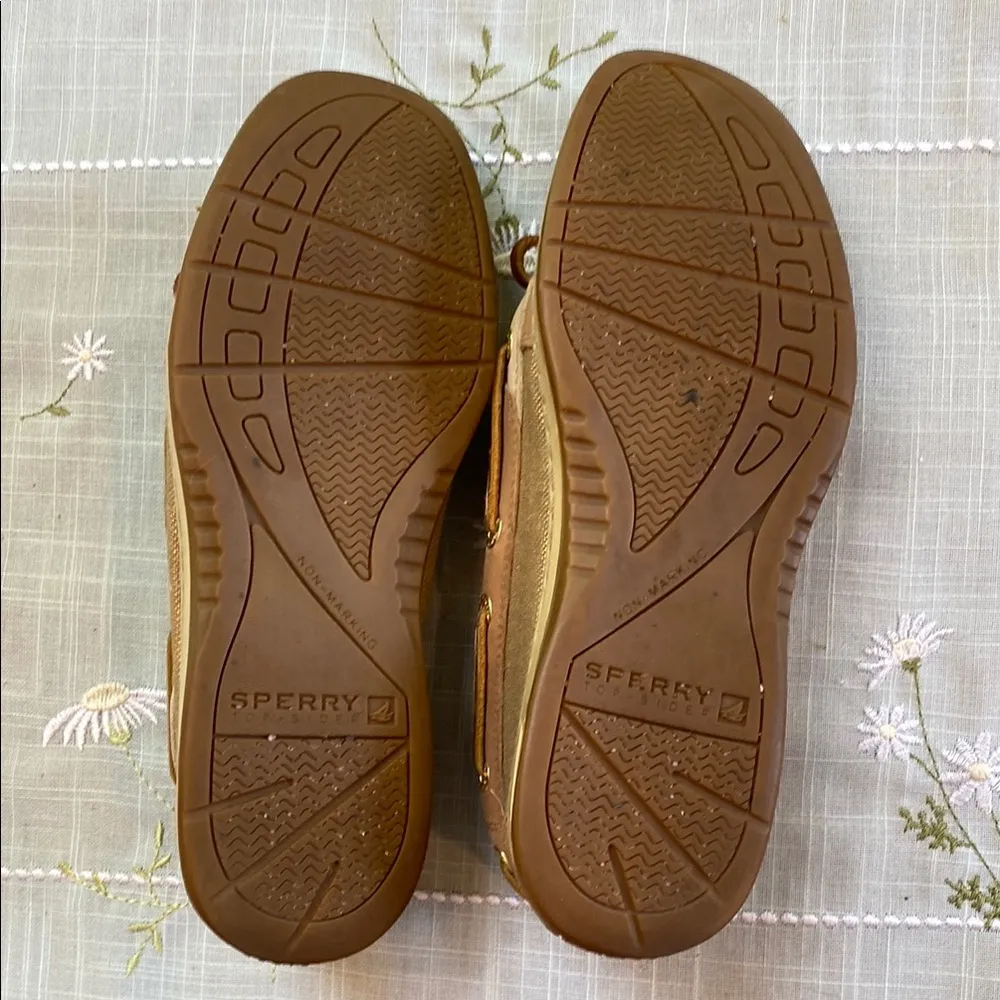Sperry Tan Leather Loafers with Moccasin Stitching - Image 6