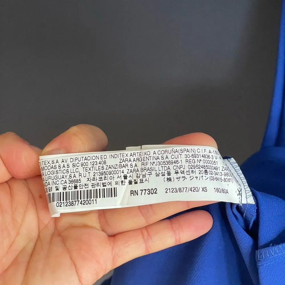 Zara Woman Cobalt Blue V-Neck Tailored Minidress, Size XS - Image 5