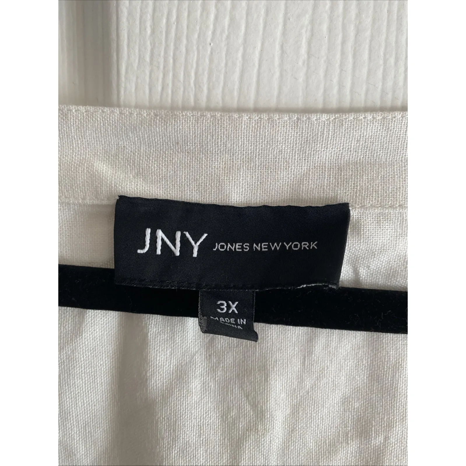 Jones New York JNY Womens 3X White Linen Blend Top Square Neck NEW - Image 3