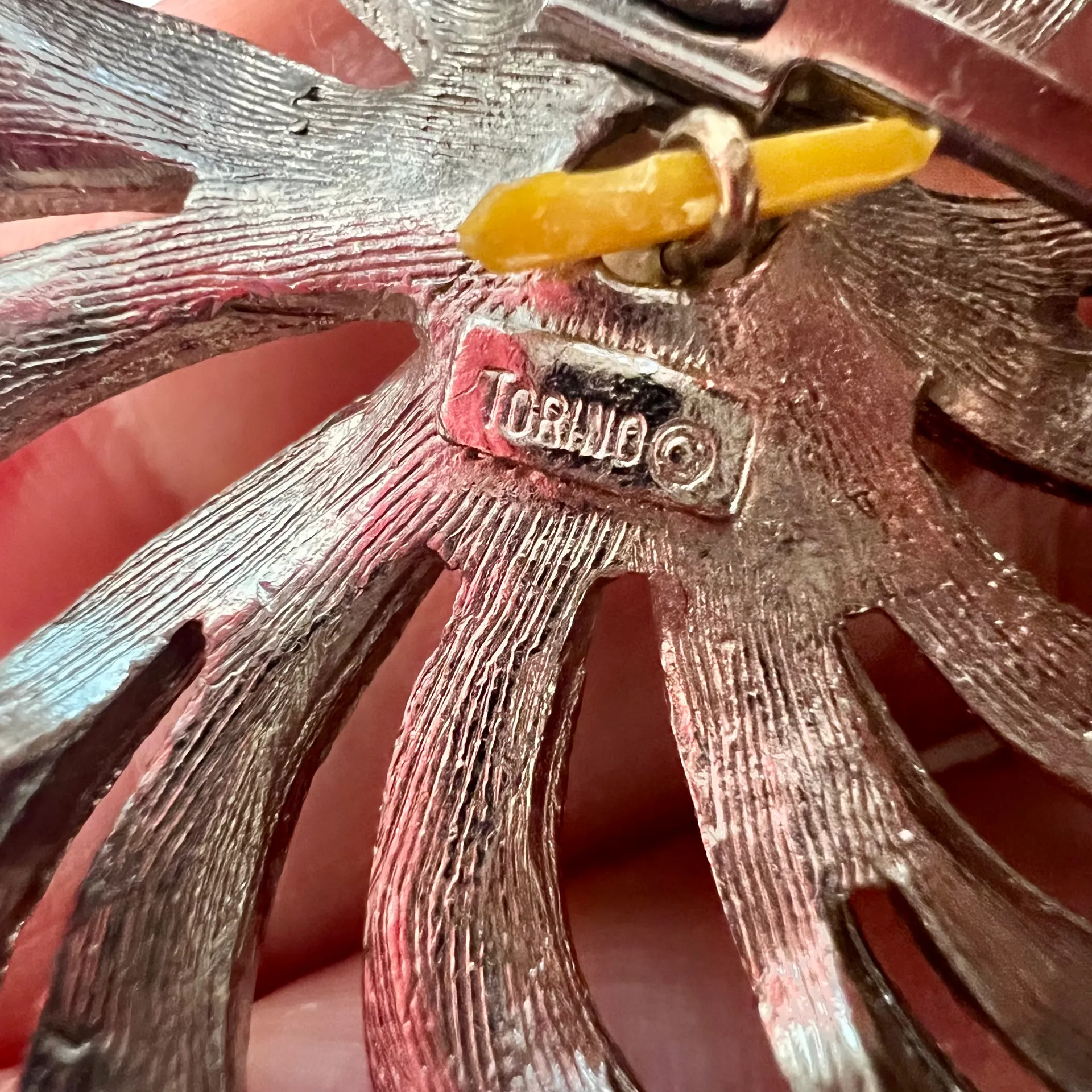 Vintage Signed  Silver Swirl Floral Firework Brooch Pin - Image 3