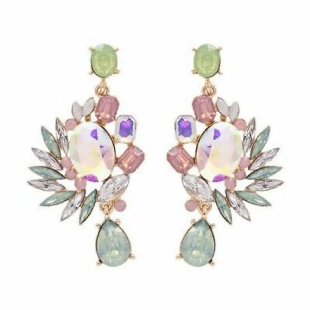 Dynasty Aurora Borealis Crystal Cluster Earrings Pink - Image 2