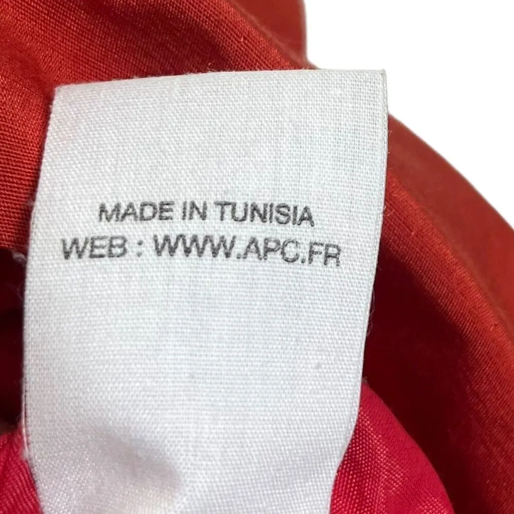 A.P.C. Short Sleeve Mini Dress Shift Red Orange Linen Cotton Size EU 38 US M Size M - Image 8