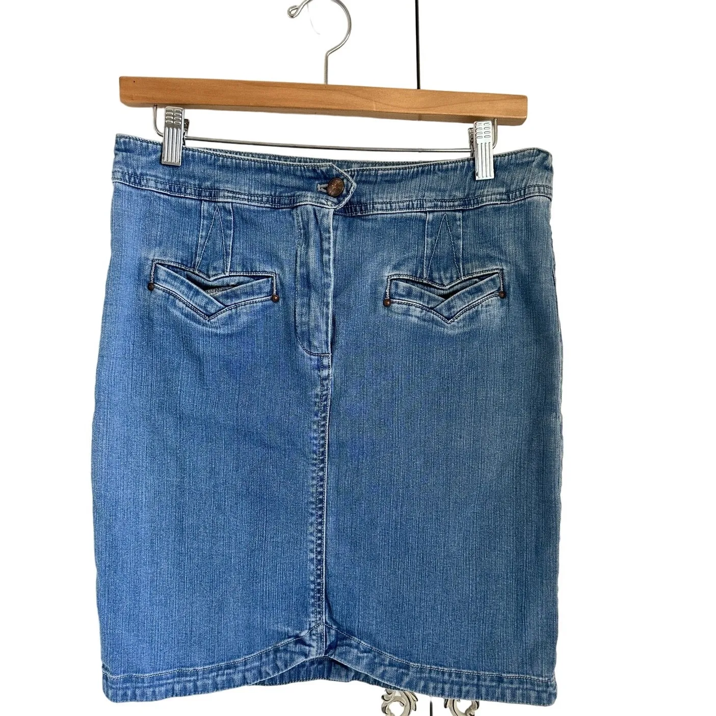 Anthropologie Denim Pencil Skirt Y2k Denim jeans Skirts leifsdottir Cotton - Image 3