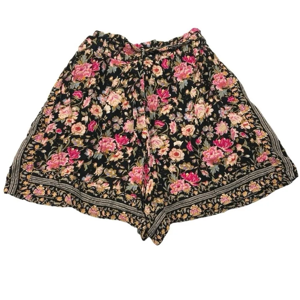 American Eagle Outfitters Multicolor Floral Print Tie Waist Paperbag Shorts Sz S - Image 2